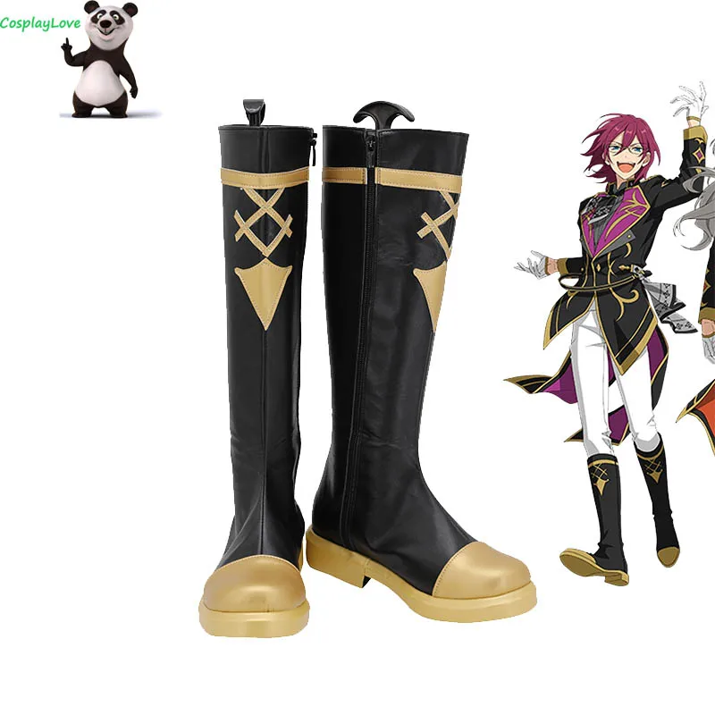 

Ensemble Stars SAEGUSA IBARA Sazanami Jun Black Gold Shoes Cosplay Long Boots Newest Custom Made For Halloween CosplayLove