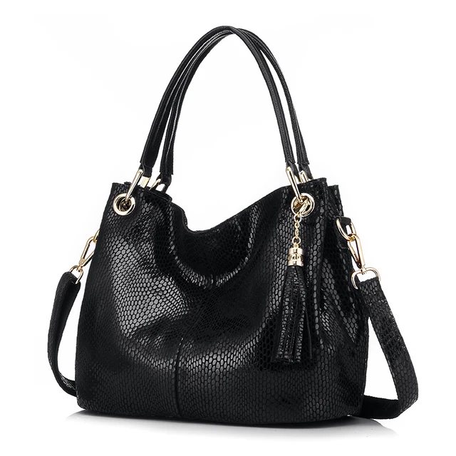 Bag for women handbags genuine leather bag female hobos shoulder crossbody bags high quality leather totes women messenger bag black