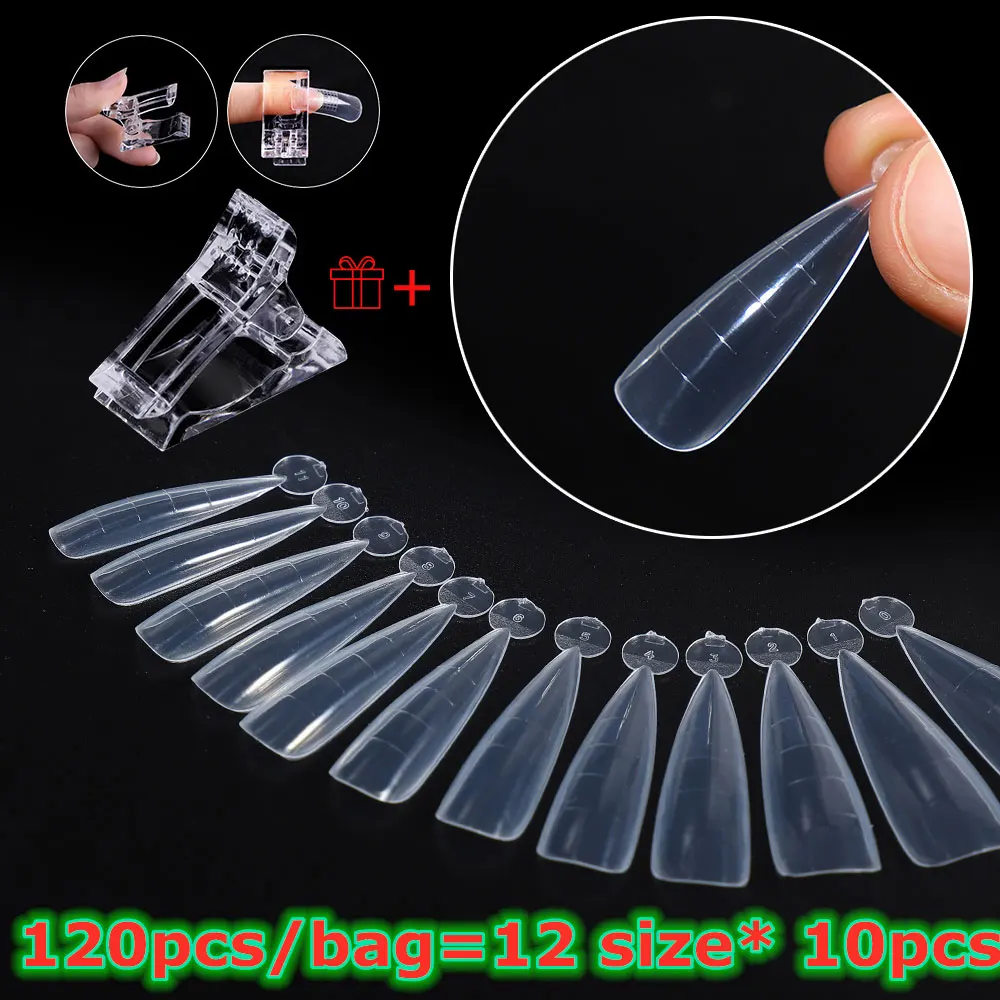 

120pcs Clear Dual Forms Nail System Full Cover Nail Extension DIY Nails Accessoires Manicure Tools Quick Building Gel Mold Tips