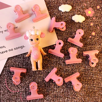 

10PC Creative Girl Pink Clip Paint File Iron Clip Bill Clip Student Test Paper Invoice Snack Seal Clip Office Supplies