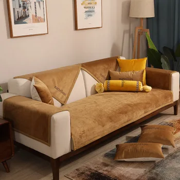 

Pure Color Dutch Velvet Sofa Cover Nordic Modern Sofa Cushion Non-slip Four Seasons Plush Cushion Pillowcase 1/2/3/4 Seat