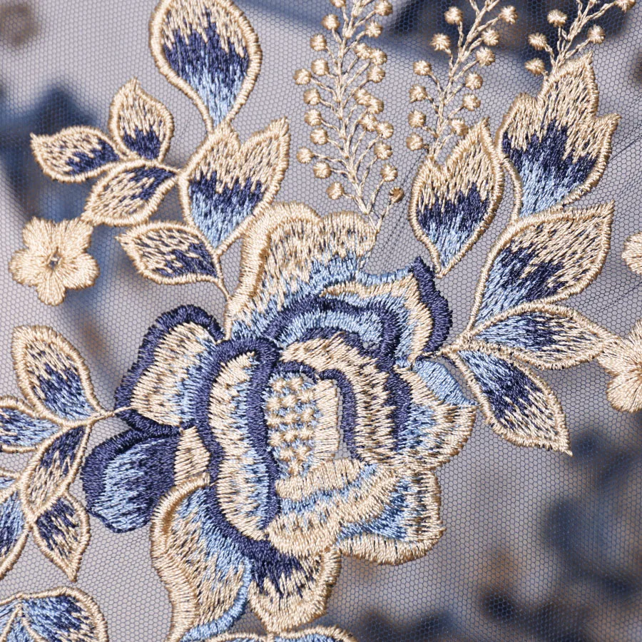 5 ярдов напрямую от производителя шифон Вышивка ткань марля свадебное платье украшение завод листья кружева цветок сетка ткань