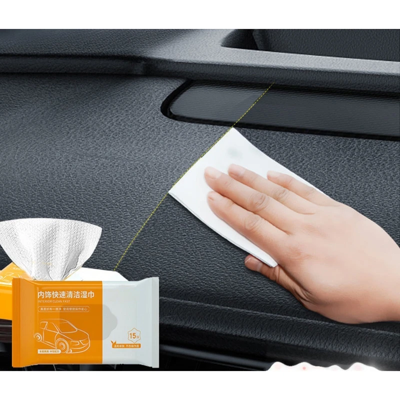 Cleaning Wipes Fresh Scent 15 for Clear Vision Prevent Fog Car Towel Safe For Tinted Windows Leather Surface |