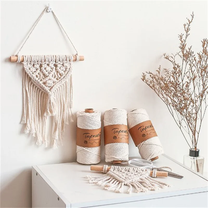 100M 3Mm 100% Corda Di Cotone Intrecciata Corda Artigianale Macramè Corda Per Appendere A Parete Decorazione Della Casa Regalo Arazzo Art