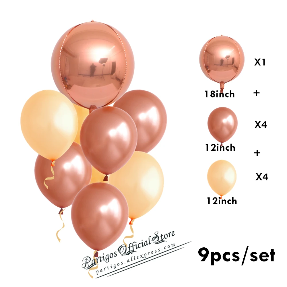 1 компл. 4D розовое золото свадебные украшения, воздушные шары из фольги металлические блестящие звезды глобусы День Рождения Декор поставки баллоны с гелием - Цвет: rose gold 1