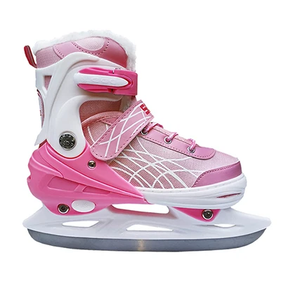 Одна пара для взрослых женщин и детей, зимние коньки со льдом, регулируемая водонепроницаемая обувь для хоккея, катания на коньках для начинающих - Цвет: pink 1 M EU34-37