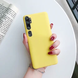 Shockproof Bumper Silicone Phone Case - Soft TPU Back Protector Cover for Mi Note 10 Lite (Yellow)