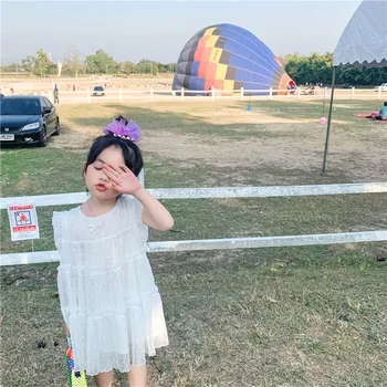 

Wholesale Girls Chiffon Dress 2020 Summer New Korean Style Polka Dot Ruffle Layered Princess Dress Sundress MS2035