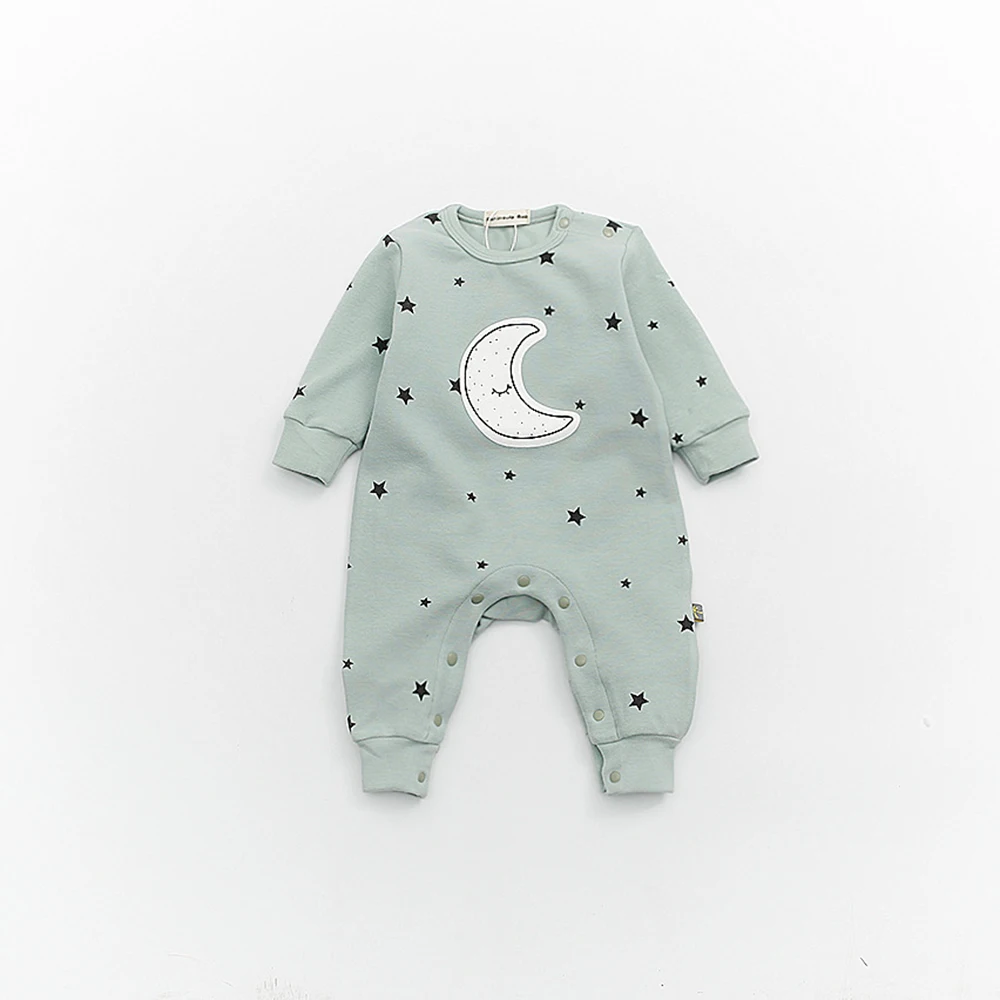 Baby Girls Long Sleeve Warm Romper Jumpsuit Playsuit Moon Outfits Baby Princess One Piece Cute Infant Girl Rompers Baby Clothing