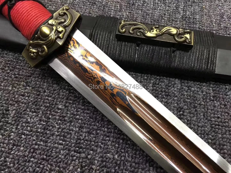 Chinese KungFu Short Dao Sword WuShu Han Tang Saber Jian Red Folded Steel Sharp Home Decoration Collection Real Knife Swords