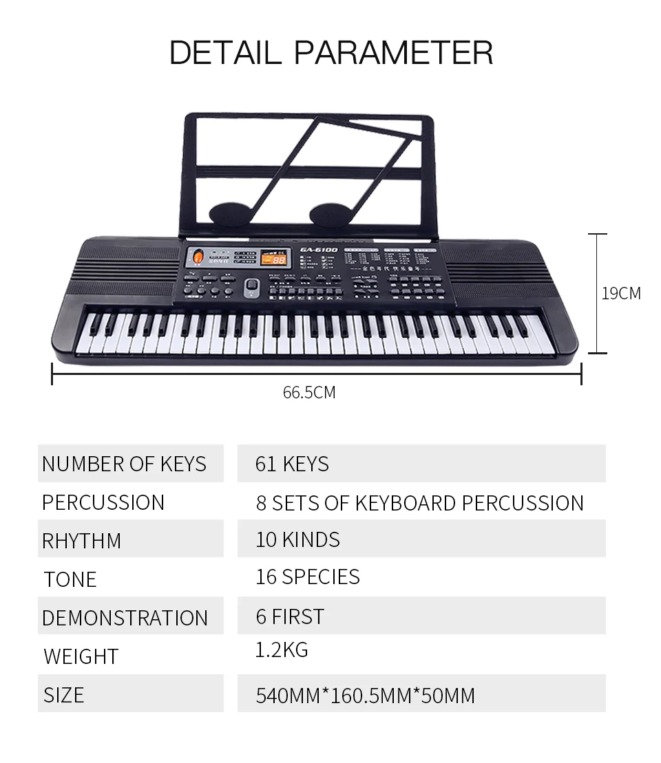 61 Ключ Дети электронное пианино маленький размер клавиатура с микрофоном