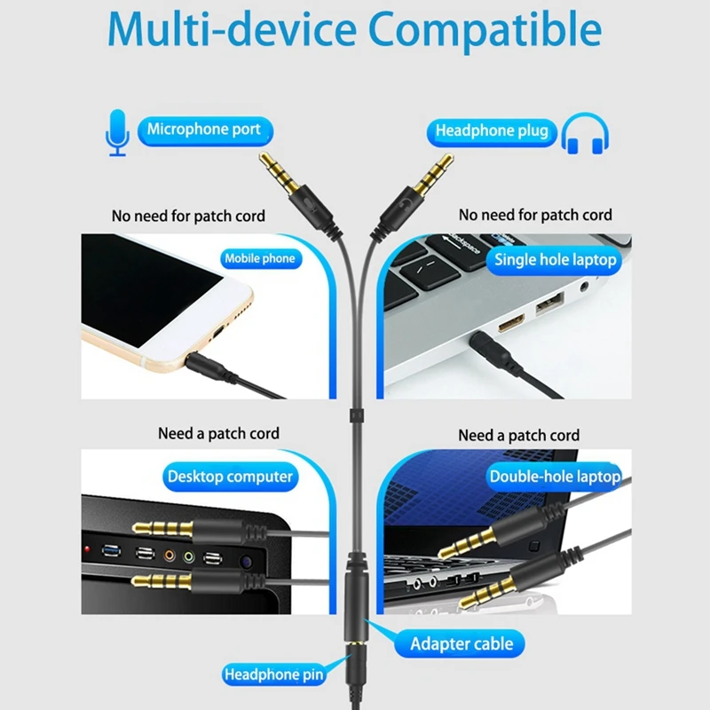 1 Set Gaming Earphones with HD Mic 3 5Mm Wired Stereo Headset 1 Pcs 2 in 1 Type C Headphone Adapter