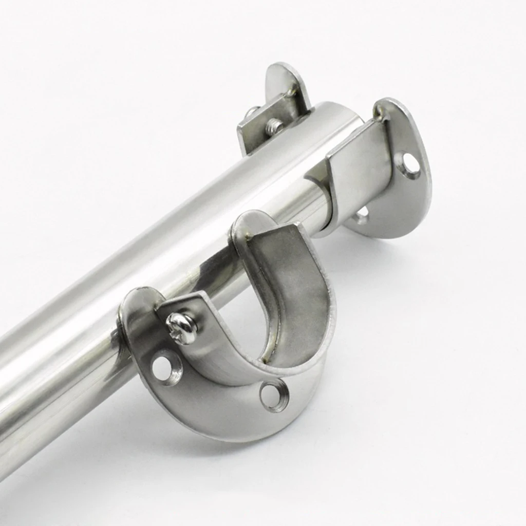 Stainless Steel Shower Curtain Closet Rod Bracket Support Holder U Shape Socket Brace Pole Supporter With Mounting Screws 2Pcs