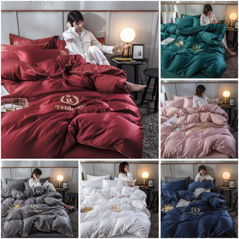 

3/4 Pcs Luxury European Style Duvet Cover Set Silk Cotton Bedding Quilt Cover Pillowcase Queen King Size Duvet Cover Set