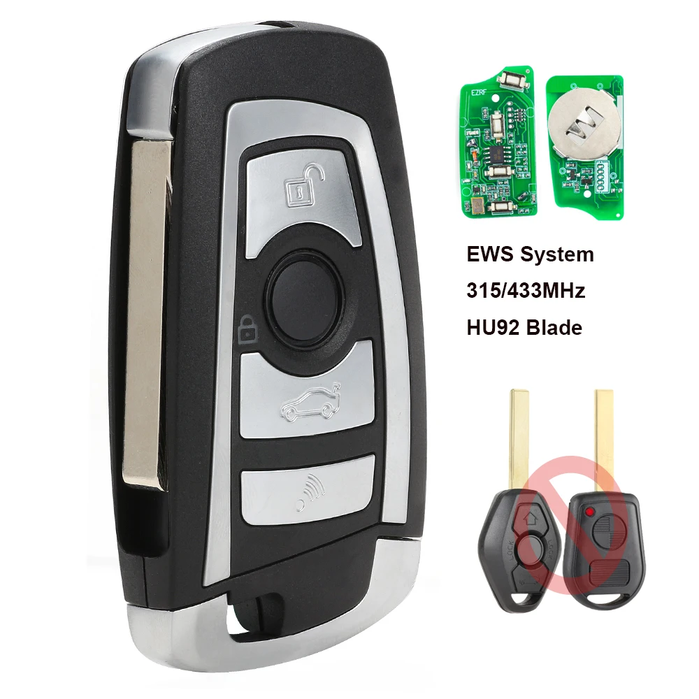 KEYECU EWS Vibrazione Modificato Chiave A Distanza 4 Pulsante 315 MHz/433 MHz PCF7935AA ID44 Chip per BMW E38 E39 e46 M5 X3 X5 Z3 Z4 HU58/HU92-in Chiave per auto da Automobili e motocicli su