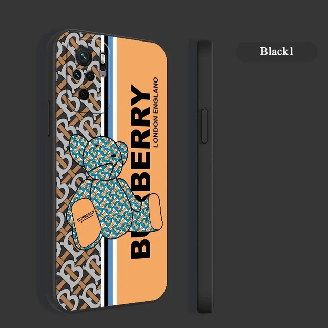 English Bear Case For Xiaomi Redmi Note 10 10S 9T 9 8 7 Pro Max Redmi 9 9A 9T K40 K30 K20 Pro Soft Liquid Silicone Phone Cover Black1