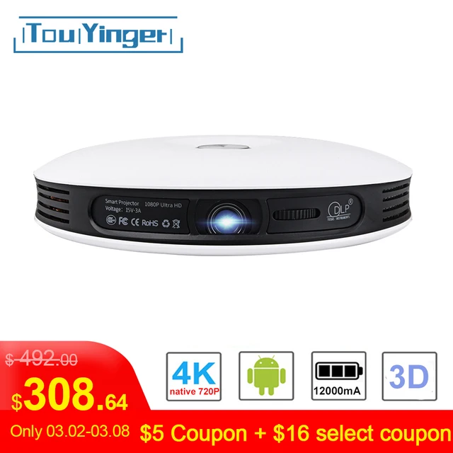 $US $329.64  TouYinger G4 Mini 2D to 3D DLP Projector data show Android Full HD 4K video wifi Bluetooth HDMI Por