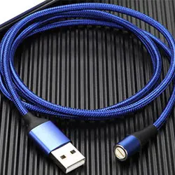 lighting Blue Usb-кабель type C 2A роторный Магнитный Плетеный Микро Быстрый Аккумуляторный провод для Xiaomi huawei samsung Iphonexs Max Redmi Note OPPO Vivo - Цвет: lighting Blue
