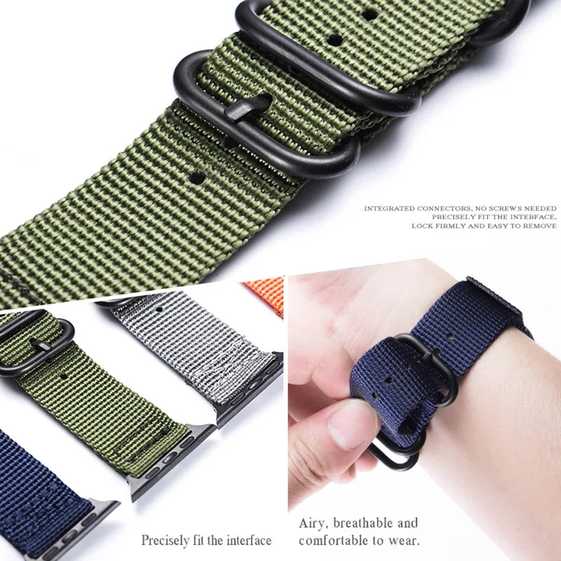 Нейлоновые ремни для Apple Watch 4 44 мм 42 мм ремешок 38 мм ремешки для Apple Watch Band 40 мм браслет для iWatch Series 5 4 3 2 1