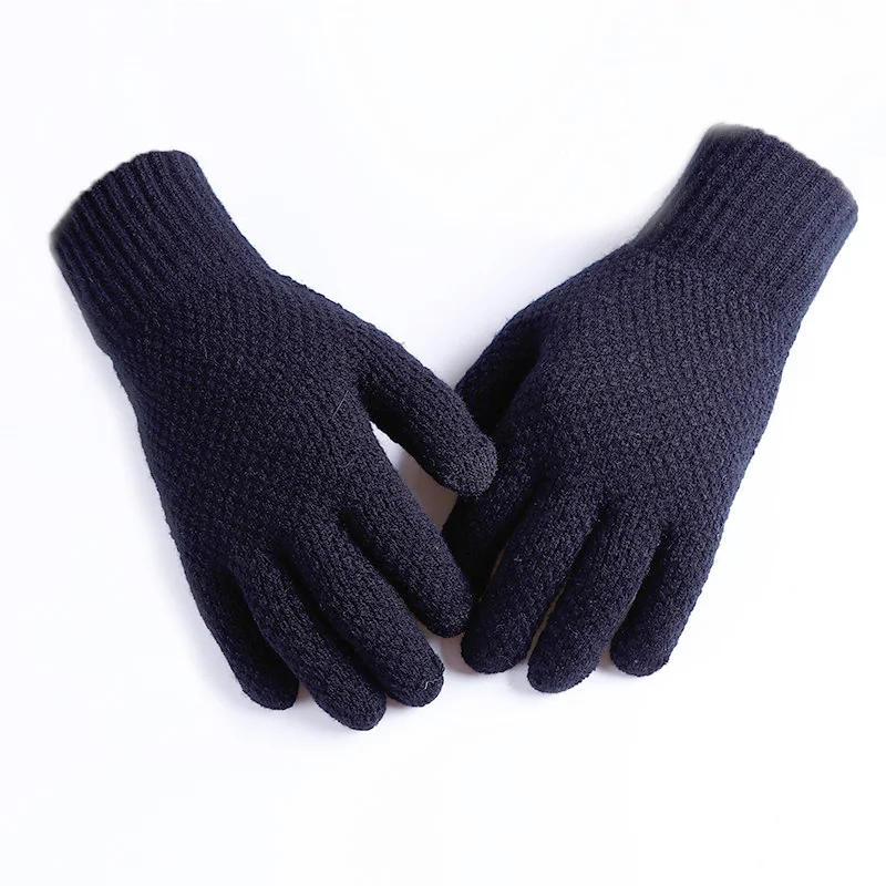Вязаные перчатки мужские s перчатки с сенсорным экраном мужские зимние теплые вязаные женские варежки Зимние перчатки с сенсорным экраном зимние теплые варежки - Цвет: Черный