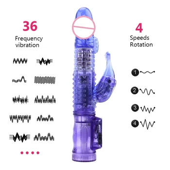 Masturbator Clitoris Stimulator  Double Vibrator  G Spot Dildo Rabbit Vibrator 360 Degree Rotation Beads Sex Toys For Women 2