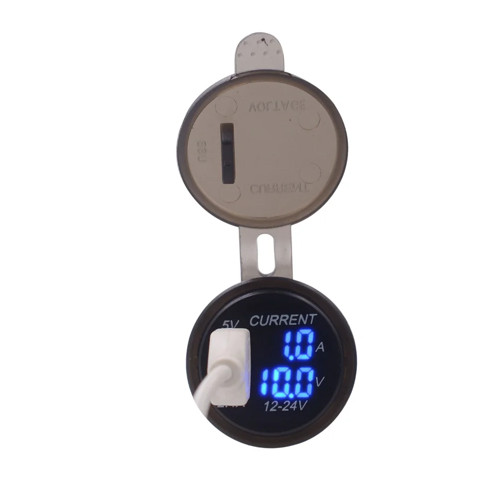 Многофункциональный 3 в 1 2.4A один USB мотоцикл телефон быстрое зарядное устройство светодиодный вольтметр Напряжение Ампер метр - Цвет: Синий