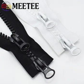 

Meetee 2pcs 60-500cm 8# Double/Single Sliders Resin Zipper Open-End Auto Lock Zip DIY Down Jacket Tent Sewing Costume Accessory