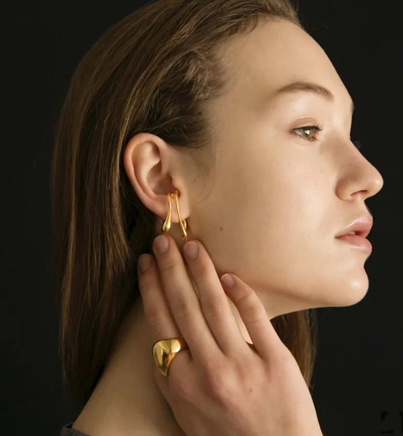 Female Male Simple Ear-hole-free Leaves Couples Ear Bone Clip A dual Purpose Earrings For Women Men Party Jewelry Gift ear clip earrings clip earrings ear clip ear accessories