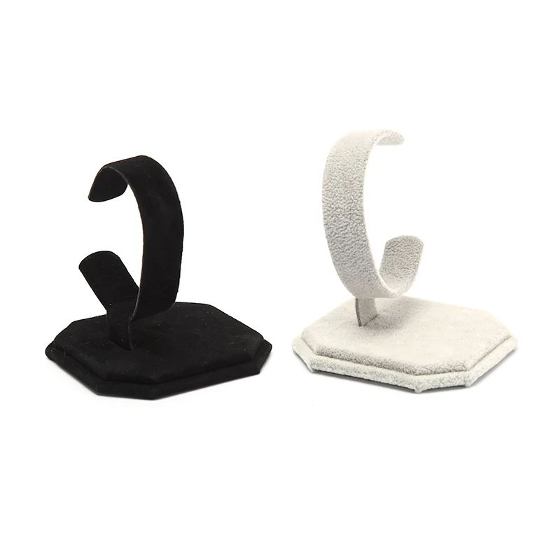 1 PC Velvet C Type Design Jewelry Bracelet Bangle Watch Display Rack Stand Holder  Black/White