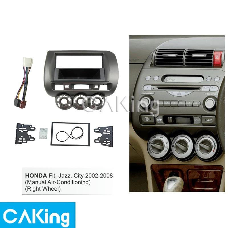 Single/Double Din Car Fascia Radio Panel Harness for Honda Fit Jazz 2002-2008 (Manual AC) (Right Wheel) Dash Fitting Kit Plate | Автомобили