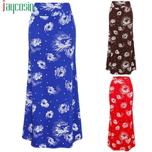 Женская Длинная свободная юбка, винтажная Цветочная расцветка, высокая талия, Женская юбка, повседневная, для девушек, плюс размер, юбка-карандаш