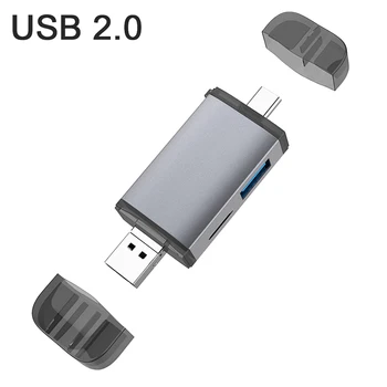 

6-in-1 Card Reader USB2.0 SD/MMC Slot Micro SD/TF Slot Multifunctional Type-C OTG Card Reader SD/TF/ with USB