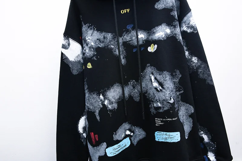19ss Off-White OW кисть краска стрелка для мужчин и женщин для влюбленных Модная хлопковая Повседневная Толстовка с капюшоном свободная Куртка Пуловер