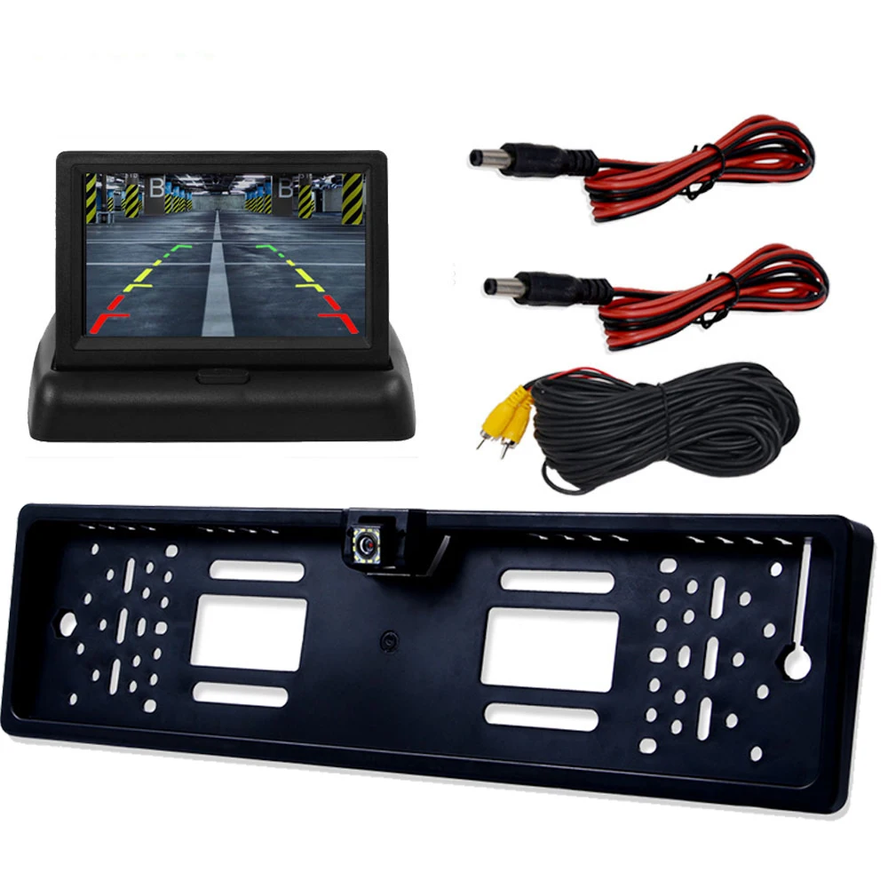 car tv monitor 4.3 inch TFT LCD Car Monitor Parking Assistance RU European License Plate Frame Rear View Camera Car Display monitor for auto car headrest monitor