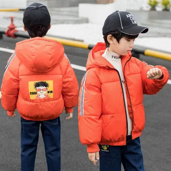 

CHILDREN'S Cotton Clothes Coat Winter New Style Cartoon Printed Boy Western Style Thick down Jacket Hooded Cotton-padded Clothes