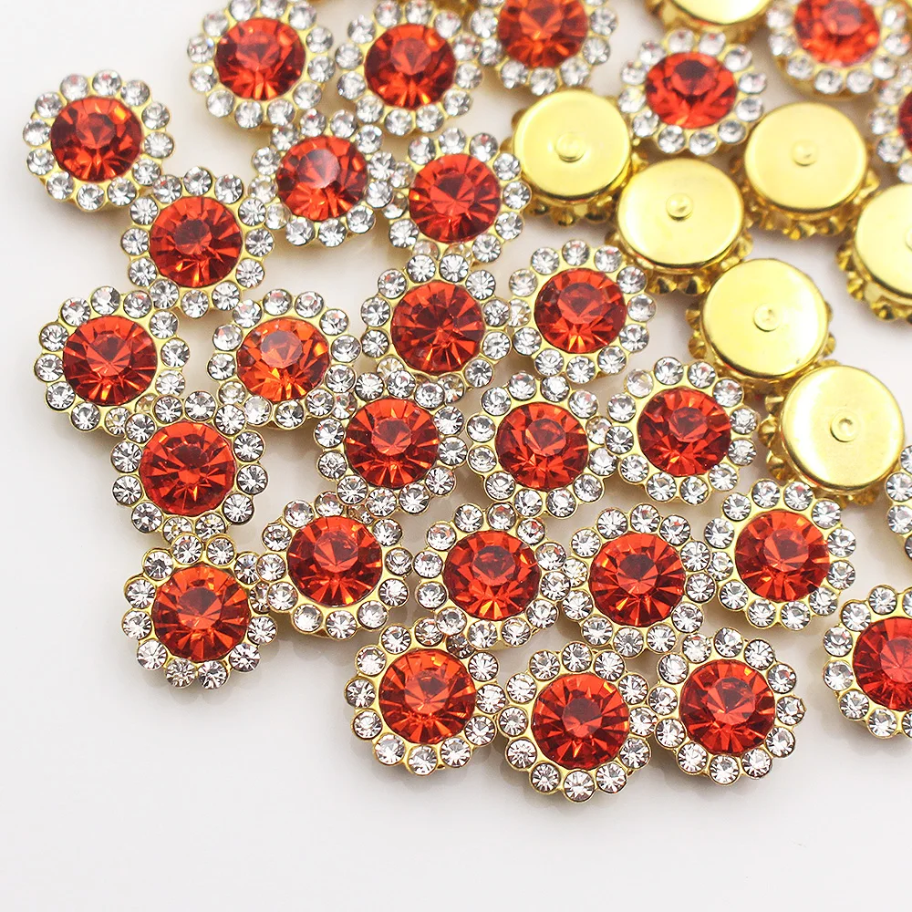 Gold Flower Claw Rhinestones - Glittering Crystal Trim Stones for Garment Crafting and Embellishment