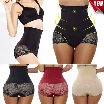 

Women Cotton High Waist Underwear Sexy Lace Woman Panties Shapewear Abdomen Hips Slimming Calcinha Lingerie Plastic boxers