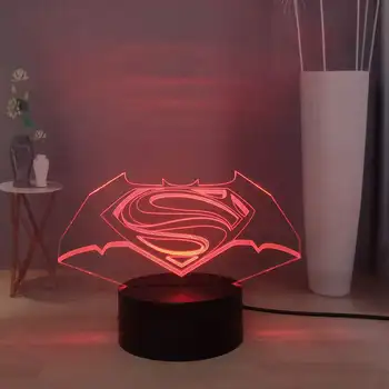 

Cool Gift Lamp for Kids Batman Symbol Desk Lamp Superman Logo LED Night Light for Boys USB Remote Multicolor Baby Night Lamp