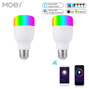 

WiFi Smart Light Bulb Intelligent Colorful LED Lamp 7W RGBW APP Remote Control Works with Alexa Google for Smart Home E27 E26