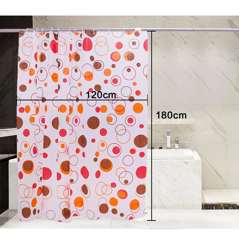 

Two Size 120/180*180cm Water-Proof Washable Shower Room PEVA Curtain Fabric Circle Pattern Colorful Bathhouse Bath Curtain