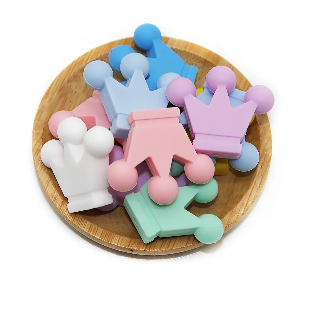 Cute-Idea 10PCs Silicone Crown Beads Baby Teething Chewable Teether DIY Baby Pacifier Chain chew Toys Accessories Baby Products