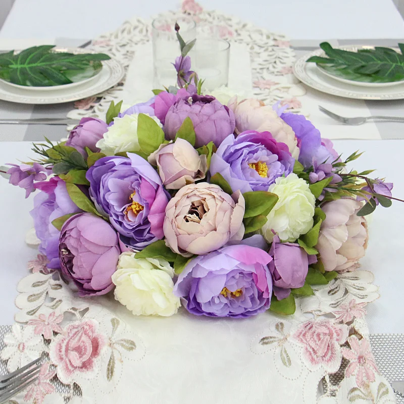 Details about / 15 Head Artificial Rose Bouquet Florish Wedding Feast Table Floral Decor#B2Z