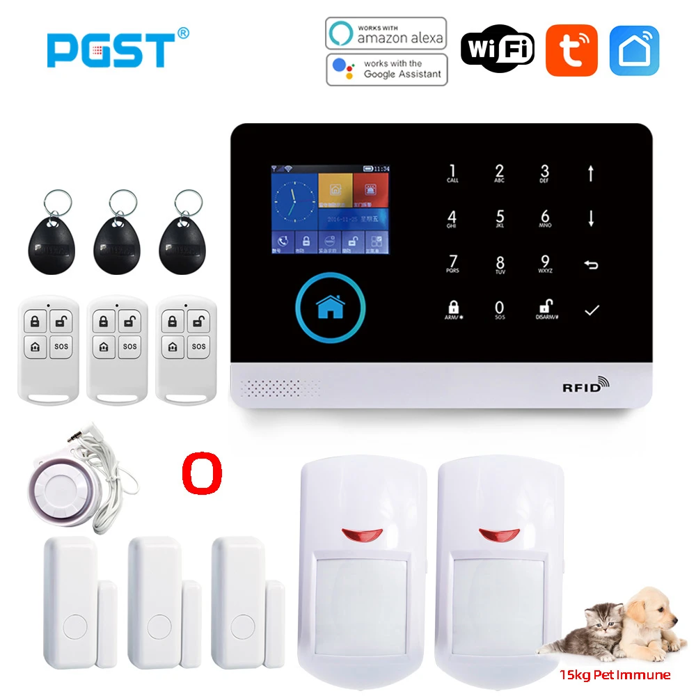 PGST sistema alarma Tuya PG103 con Sensor de para mascotas, cámara IP inalámbrica con WiFi, Control por aplicación de seguridad para hogar|Kits de sistemas de alarma| - AliExpress