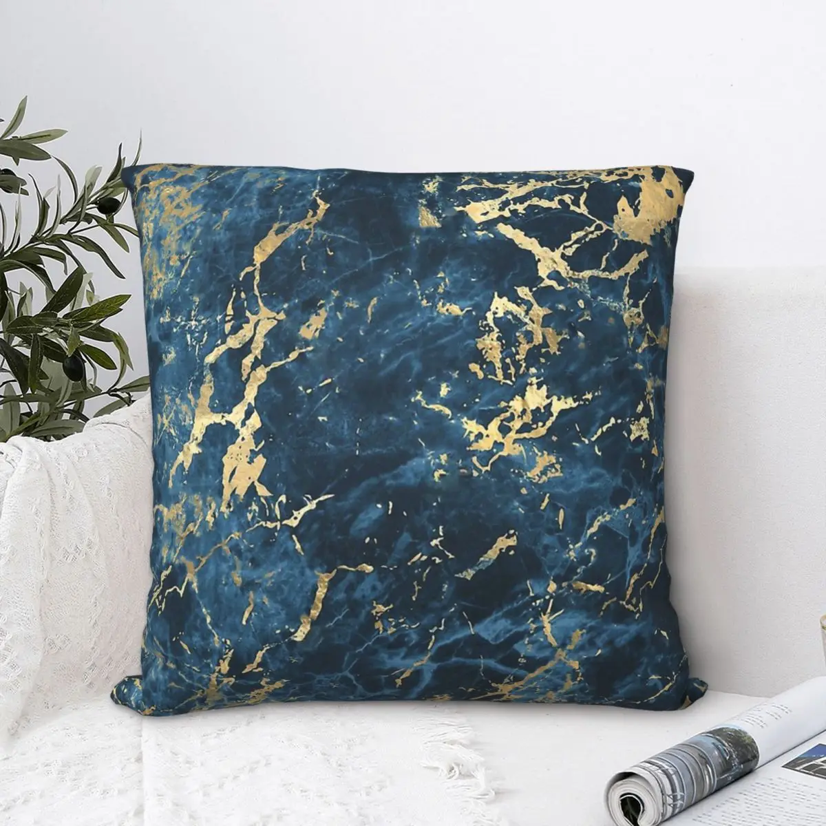 

Beautiful Blue And Gold Marble Design Pattern Throw Pillow Case Short Plus Cushion Covers Home Sofa Chair Decorative Backpack