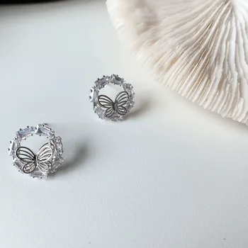 

Normcore Style Micro Zircon Hollow out Stereo Flower Butterfly Ear Stud Classic Earring