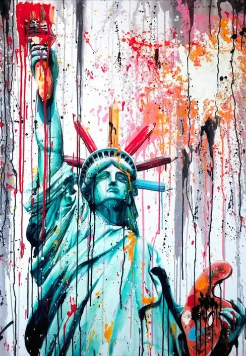 Graffiti Statue of Liberty Canvas Painting Wall Art Abstract