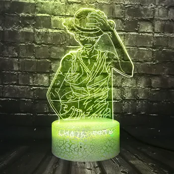 

Kids Night Light Anime ONE PIECE Monkey D Luffy Figure Led Color Chang Atmosphere for Child Bedroom Bedside Decor Desk Lamp toy