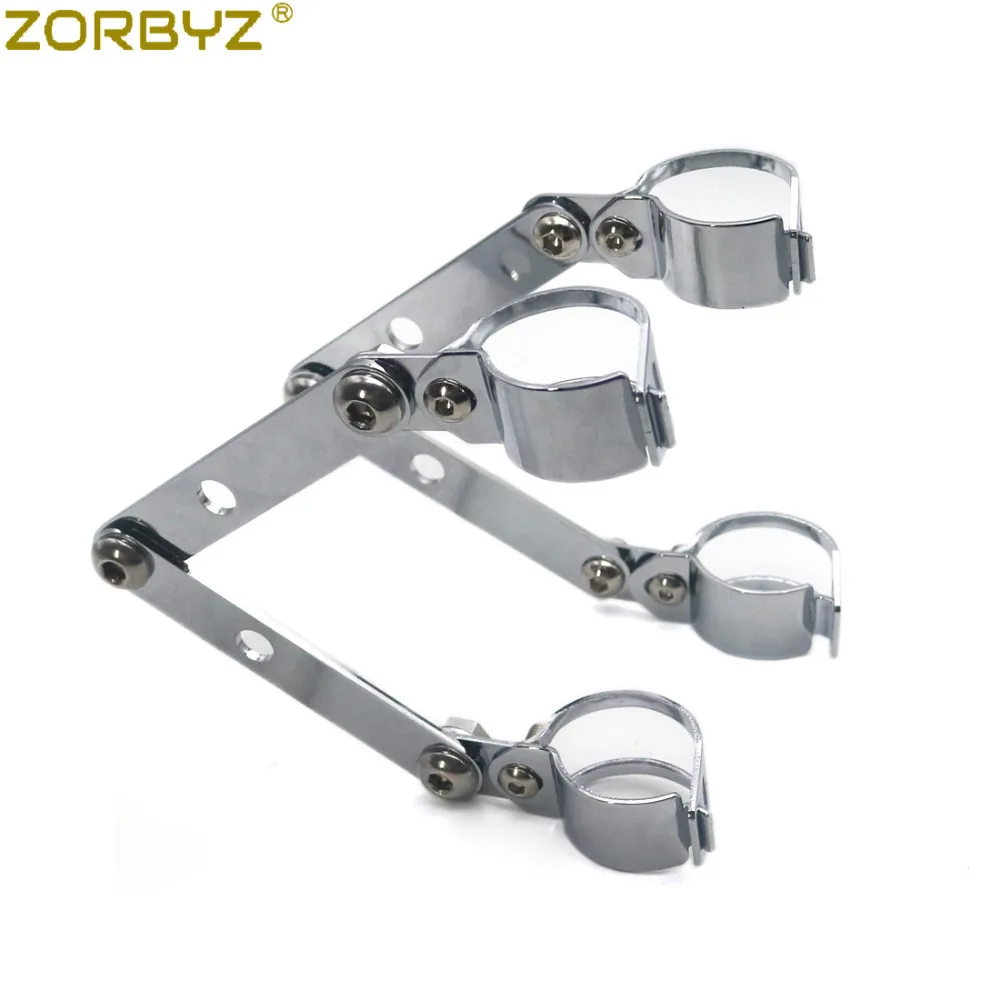 ZORBYZ Motorcycle 28-41mm Chrome Adjustable Headlight Indicator Mounting Fork Bracket For Honda Cafe Racer Chopper Custom