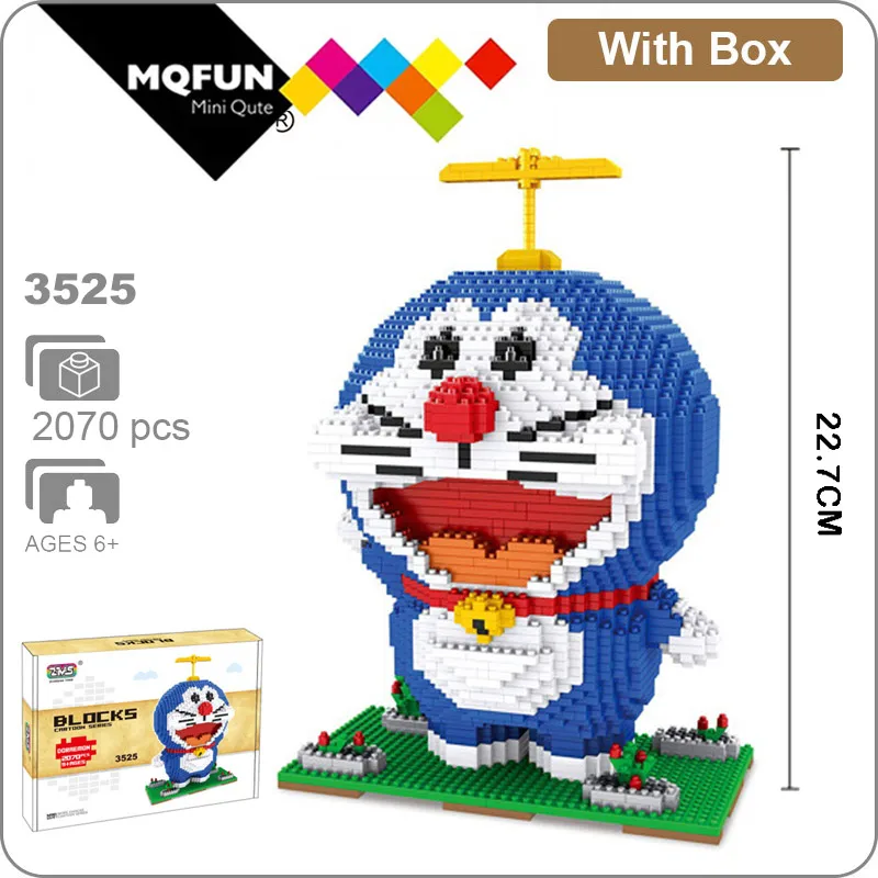 ZMS 3525 With Box ZMS аниме мультфильм Дораэмон зима снег синий кот дорами желтый домашнее животное для девочки животное 3D модель DIY Алмаз Мини строительные блоки игрушка - Цвет: ZMS 3525 With Box