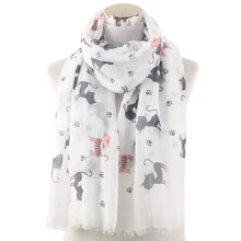 Fashion Cat Footprint Printing Woman Scarf Cotton Scarves Outdoors Relaxation Neckerchief Shawl Keep Warm To Prevent The Wind
